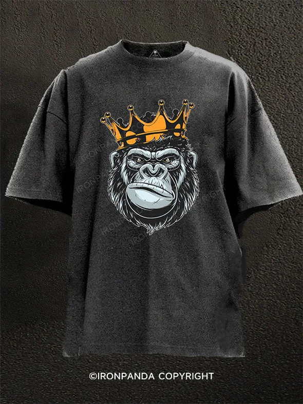 Comfortable T-shirts for lounging at home-King Gorilla in Golden Washed Gym Shirt