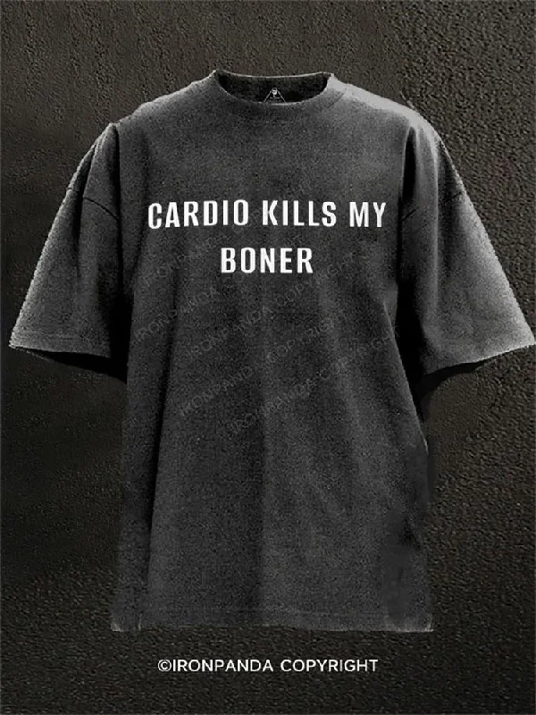 Relaxed-fit T-shirts for comfort and ease-CARDIO KILLS MY BONER Washed Gym Shirt