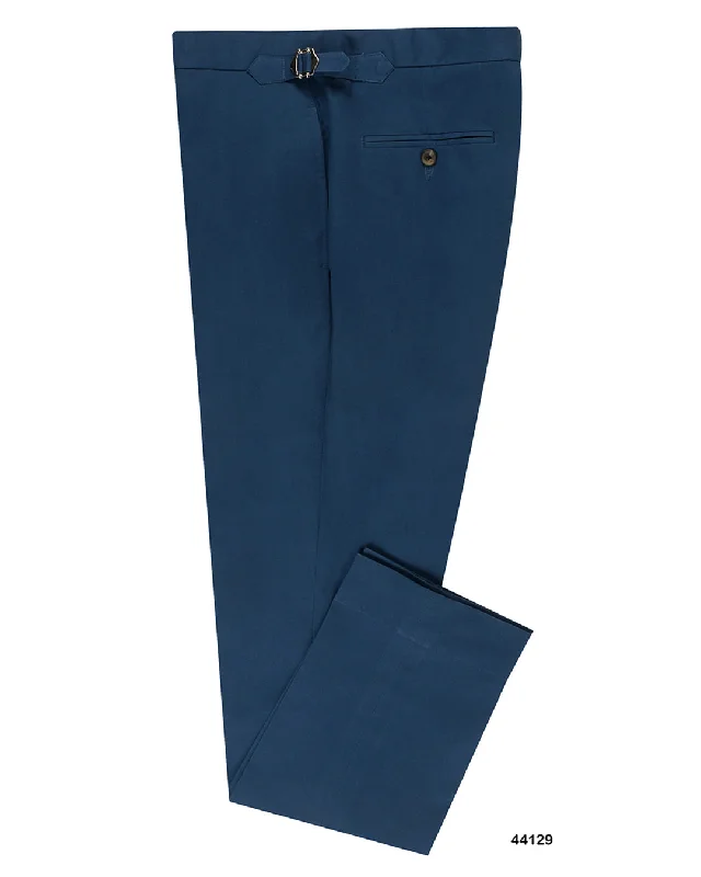 Jogging pants for fitness enthusiasts-Soft Dark Blue Stretch Twill Pants