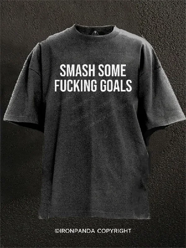 Premium T-shirts for fashion-forward looks-SMASH SOME FUCKING GOALS Washed Gym Shirt