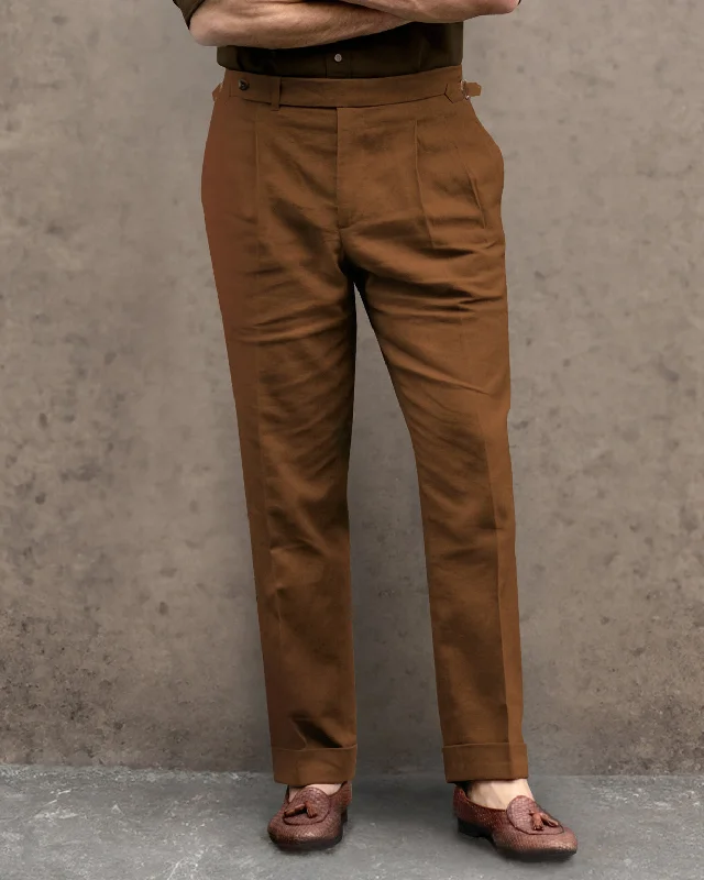 Relaxed-fit pants for a casual, comfortable style-Linen Fresco Tobacco Dress Pant