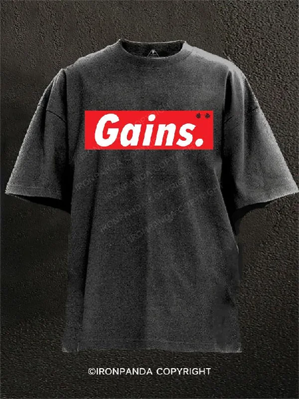 T-shirts for social events with group designs-GAINS Washed Gym Shirt