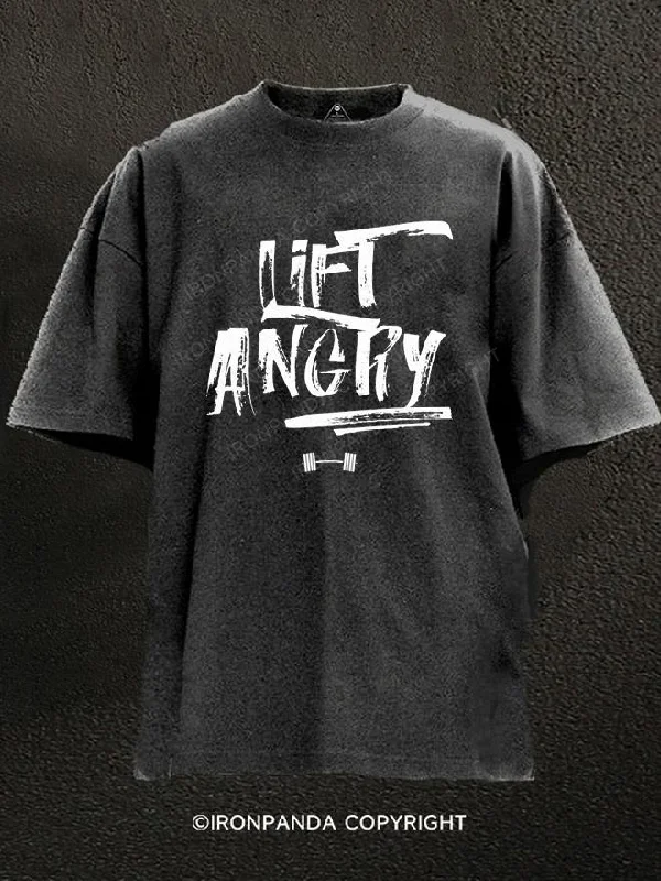 Personalized T-shirts for birthdays and celebrations-Lift Angry Powerlifer Washed Gym Shirt