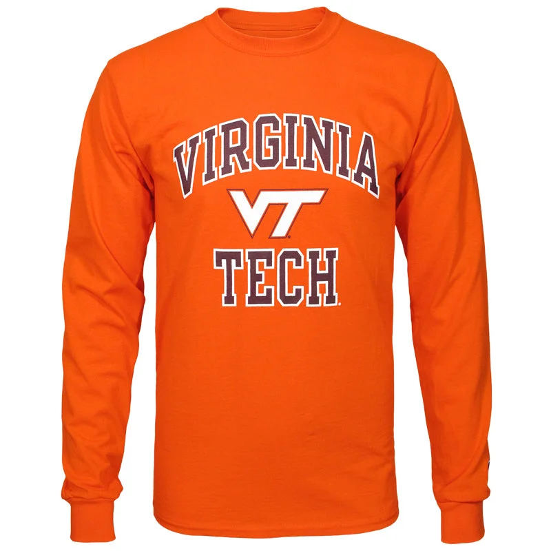 Long-sleeve T-shirts for cooler weather-Virginia Tech Basic Long-Sleeved T-Shirt: Orange by Champion