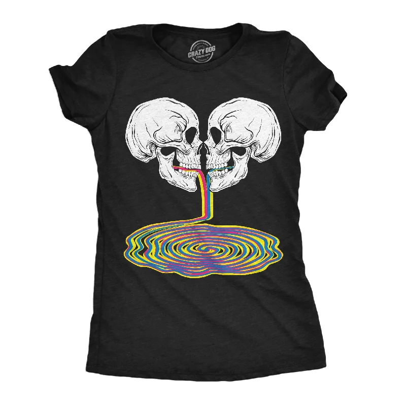 T-shirts with custom slogans for event promotion-Skull Rainbow Puddle Women's T Shirt