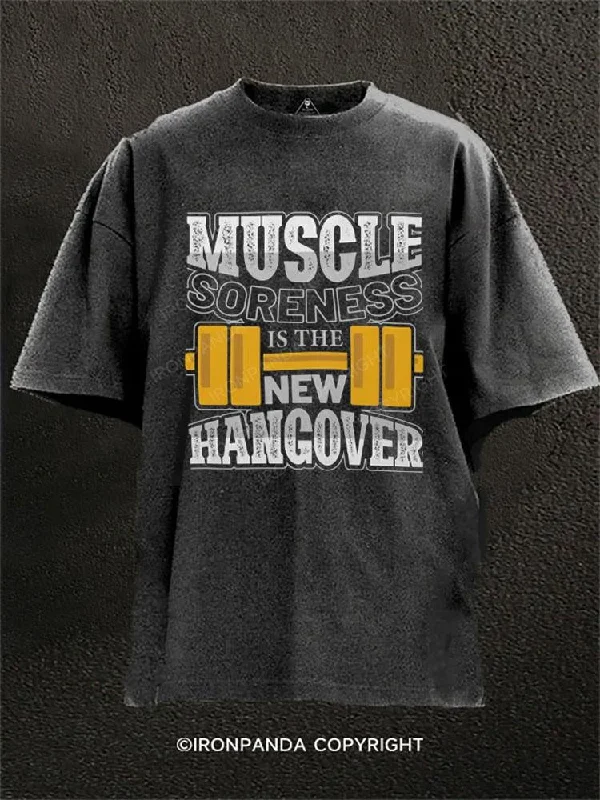 Custom T-shirts with funny quotes-Muscle Hangover Washed Gym Shirt