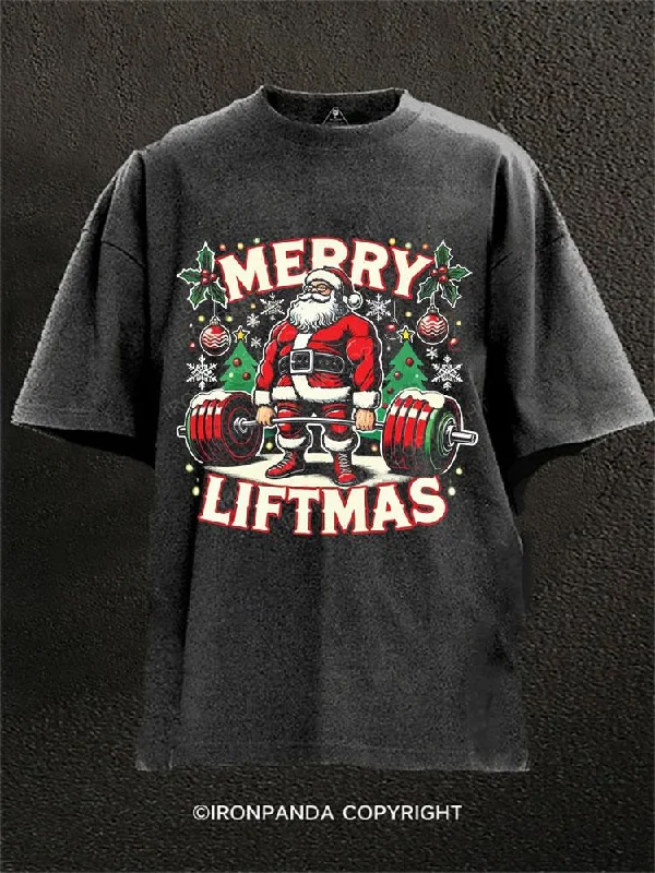 Premium T-shirts for fashion-forward looks-Merry Liftmas Washed Gym Shirt