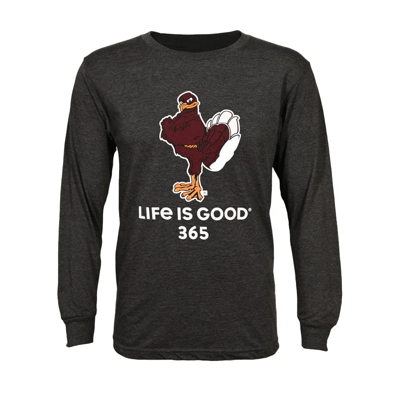 Best T-shirts for layering with jackets or hoodies-Virginia Tech Life is Good 365 Long-Sleeved T-shirt: Heather Black