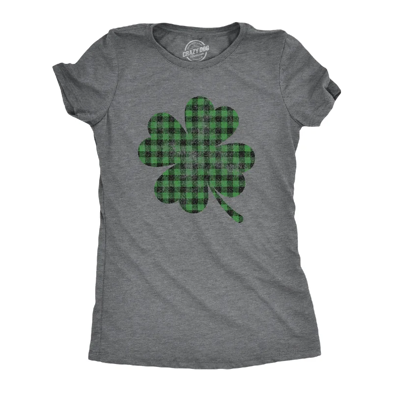 Comfortable T-shirts with a perfect fit-Buffalo Plaid Shamrock Women's T Shirt