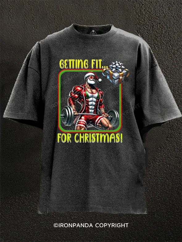 Eco-conscious T-shirts with organic materials-Fit Santa Christmas Workout Washed Gym Shirt