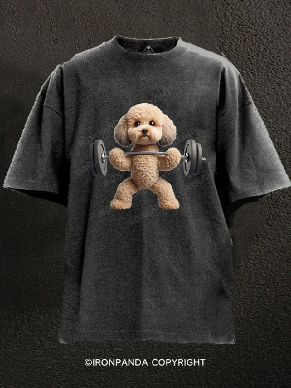 T-shirts with artistic designs for creative minds-Weightlifting Poodle Washed Gym Shirt