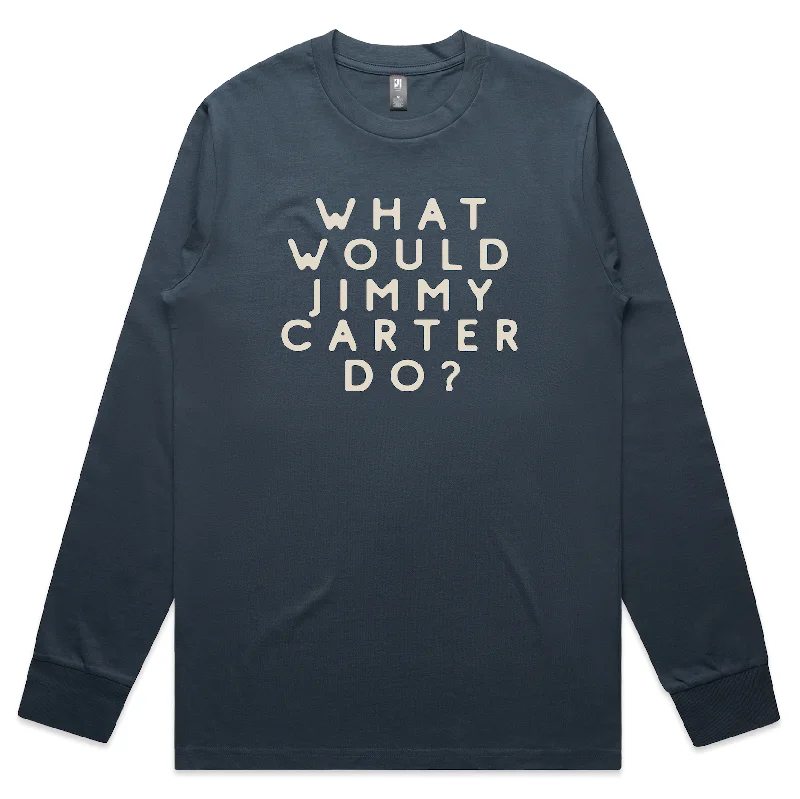 Colorful T-shirts for vibrant summer looks-What Would Jimmy Carter Do? Long sleeve T-shirt (petrol)