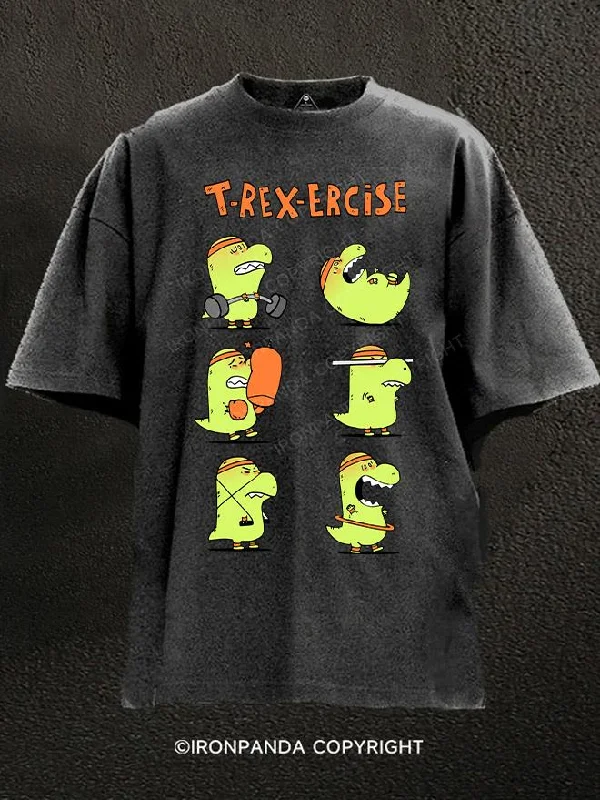 Comfortable T-shirts for outdoor activities-T-Rex ercise Washed Gym Shirt