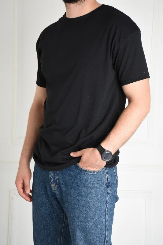 Eco-conscious T-shirts with organic materials-Black Men's Slim Fit Tshirt