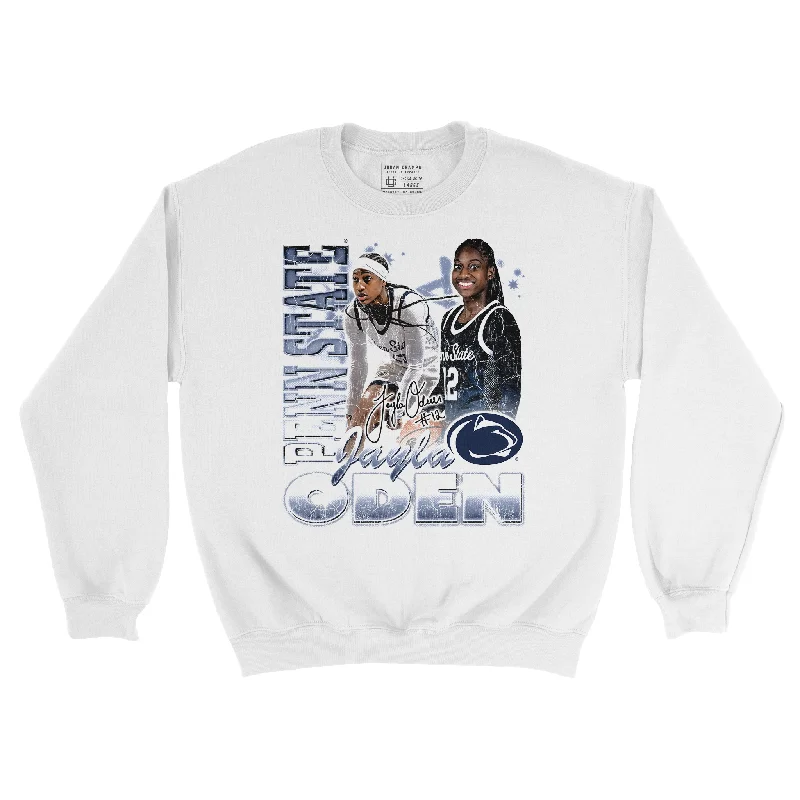 High-quality long sleeve shirts for screen printing designs-EXCLUSIVE RELEASE: Jayla Oden 90s White Crew