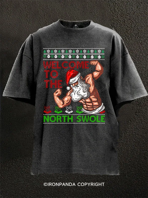 Soft and breathable T-shirts for comfort-Welcome To The North Swole Christmas Washed Gym Shirt