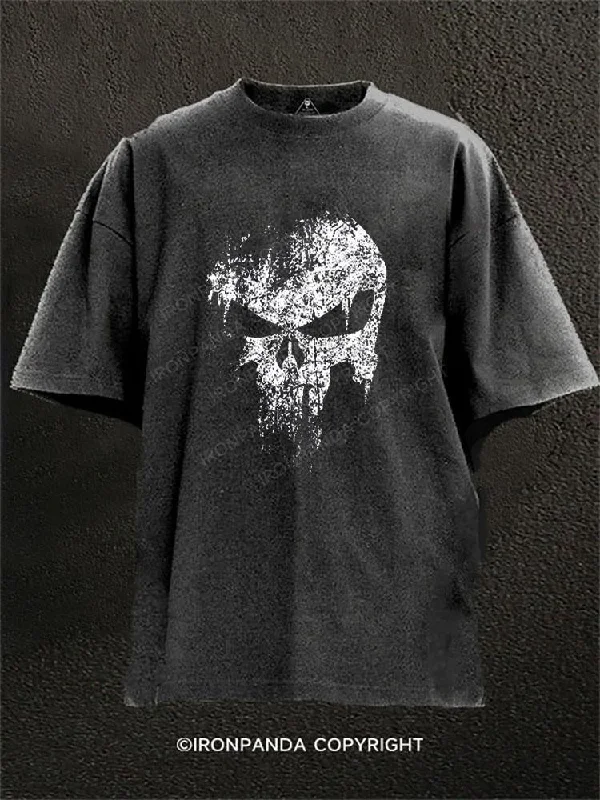 Custom printed T-shirts with logos-skull Washed Gym Shirt