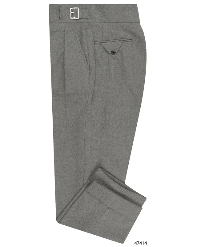 Custom pants for corporate uniforms and branding-Gurkha Pant in Ethomas Wool Cashmere: Light Grey Wool