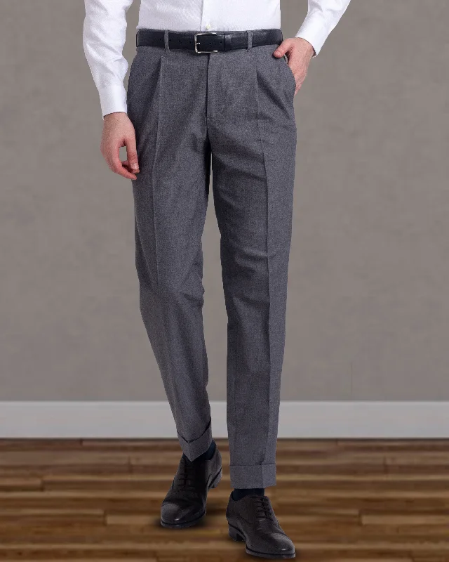 Classic dress pants for formal occasions-Pleated  Vitale Barberis Canonico Grey Dress Pant