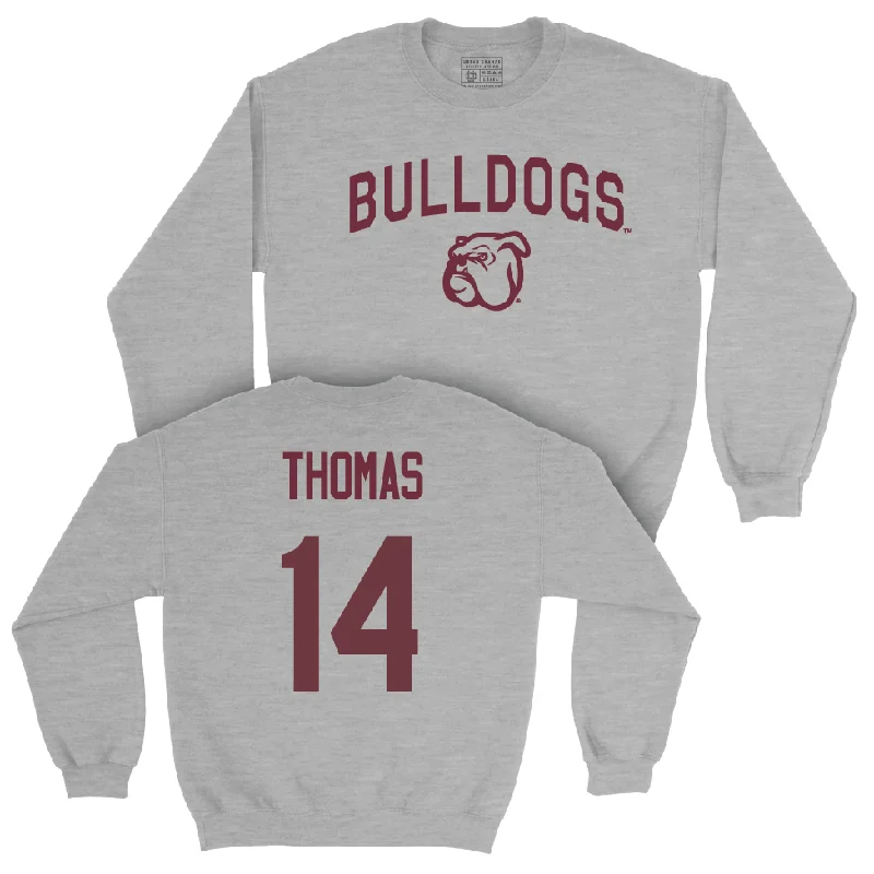 Performance long sleeve shirts for outdoor activities-Sport Grey Women's Basketball Bulldogs Crew - Kayla Thomas