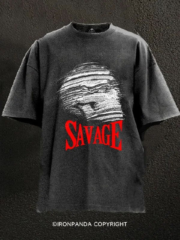 T-shirts for casual outfits with chic designs-Savage skull Washed Gym Shirt