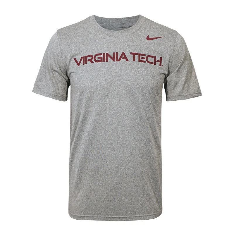 T-shirts for casual office attire-Virginia Tech Men's Dri-FIT Legend Wordmark T-Shirt: Heather Gray by Nike