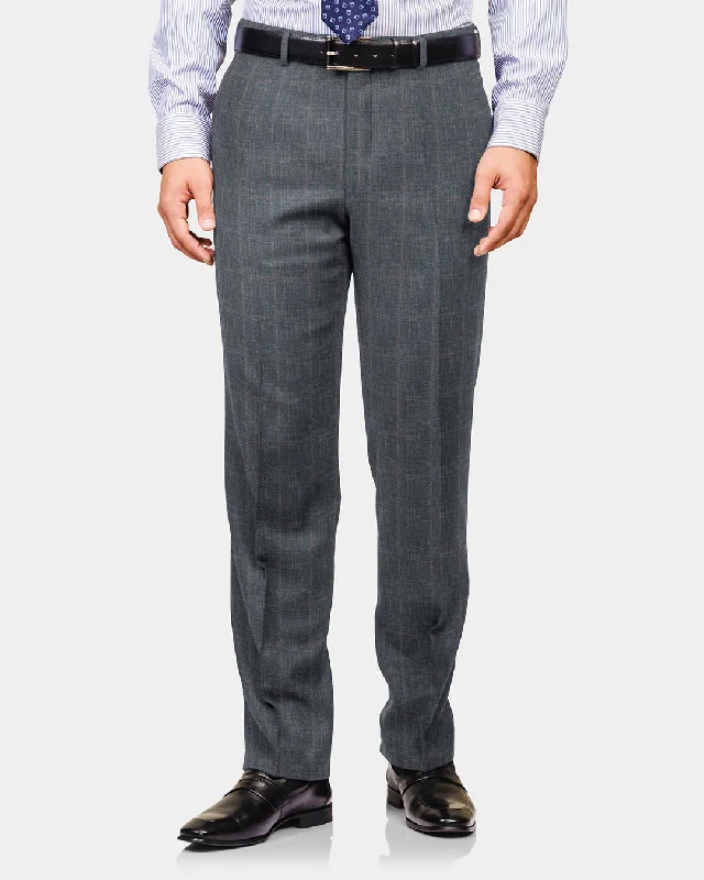 Eco-friendly pants made from sustainable materials-EThomas Shark Shine Silver Windowpane Checks