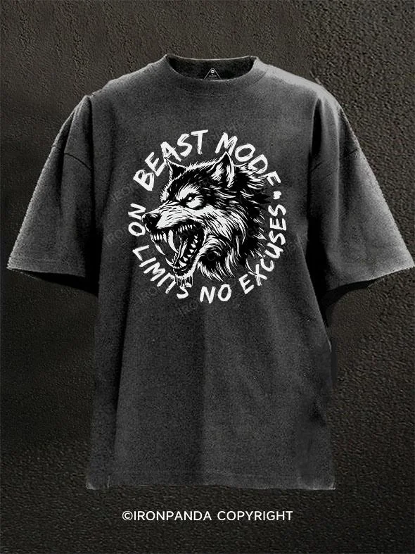 Colorful T-shirts for vibrant summer looks-Beast Mode Wolf Washed Gym Shirt