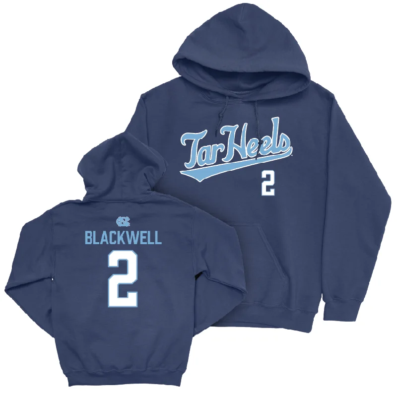 Hoodies for group activities and team-building events-UNC Football Navy Script Hoodie - Gavin Blackwell