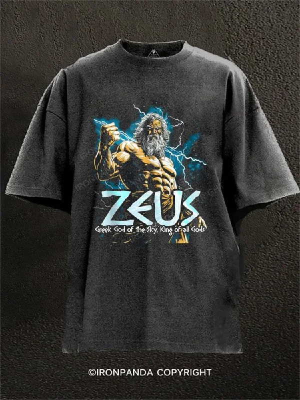 Personalized T-shirts for wedding parties-ZEUS power Washed Gym Shirt