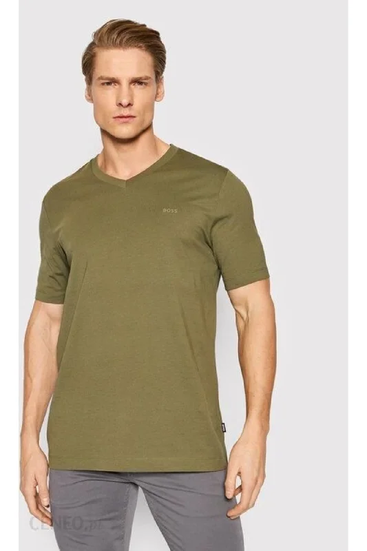 Premium T-shirts for fashion-forward looks-Men's Cotton V Neck Regular Fit Khaki T-shirt 50468348-380