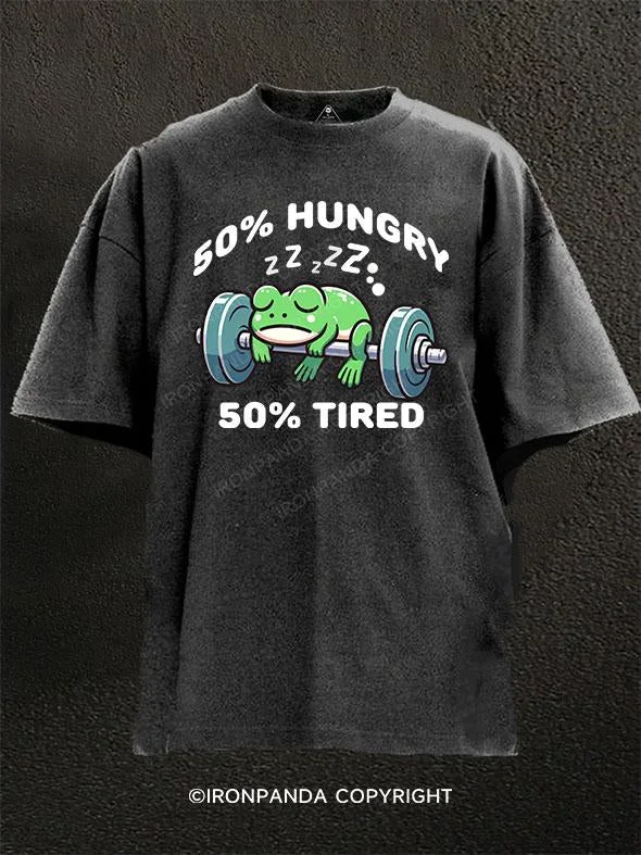 Soft-touch T-shirts for ultimate comfort-frog 50% hungry 50% tired Washed Gym Shirt