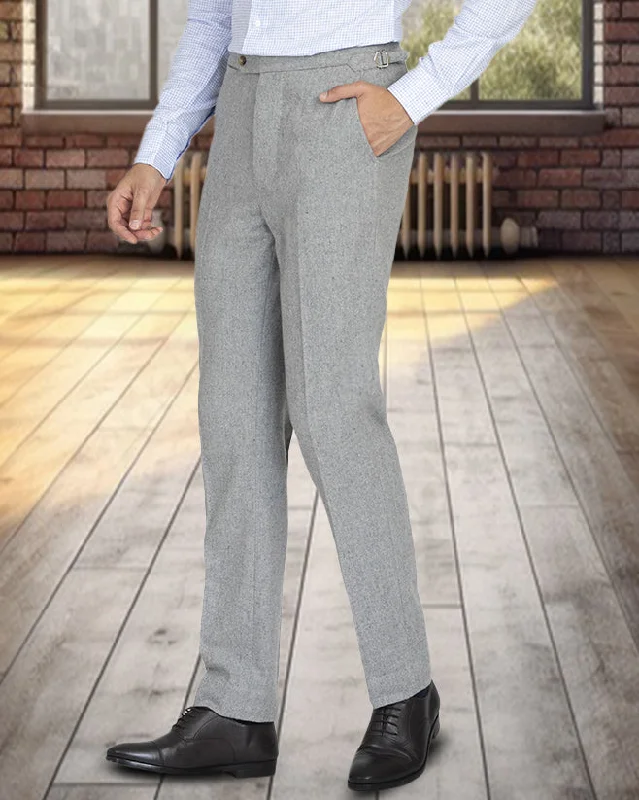 Functional pants with built-in pockets for convenience-Grey Wool Flannel Pant