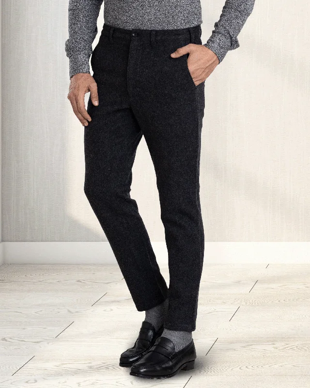 Soft pants for sleep and relaxation-Charcoal Grey Wool Chino