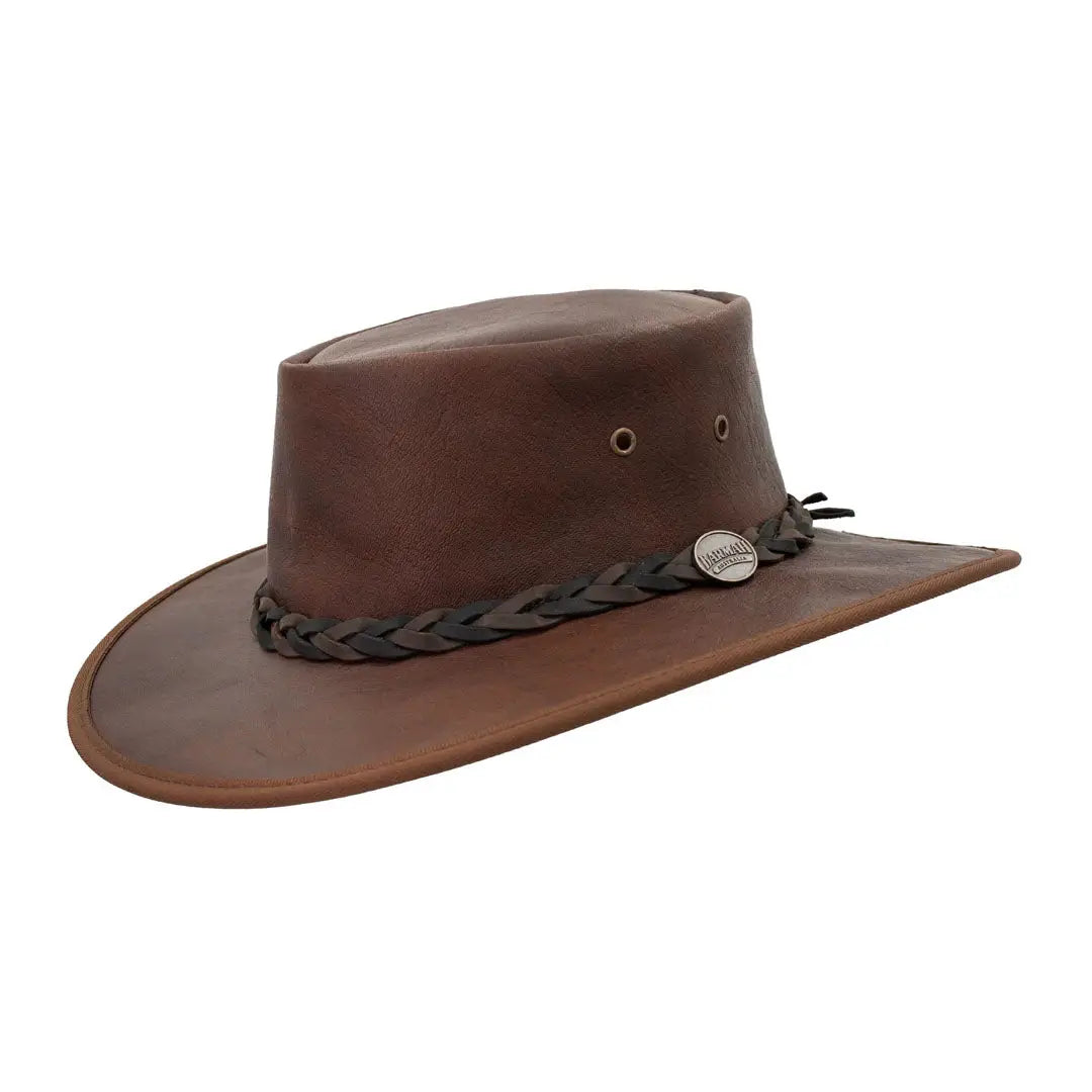 Comfortable bucket hats for summer-Barmah Squashy Roo Leather Hat