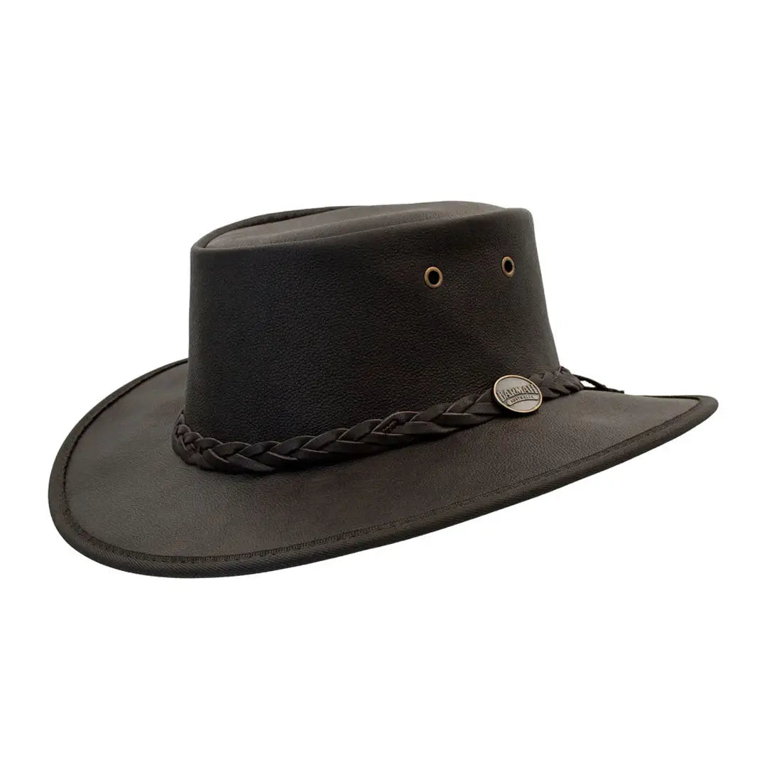 Affordable hats for team events-Barmah Sundowner Roo Leather Hat